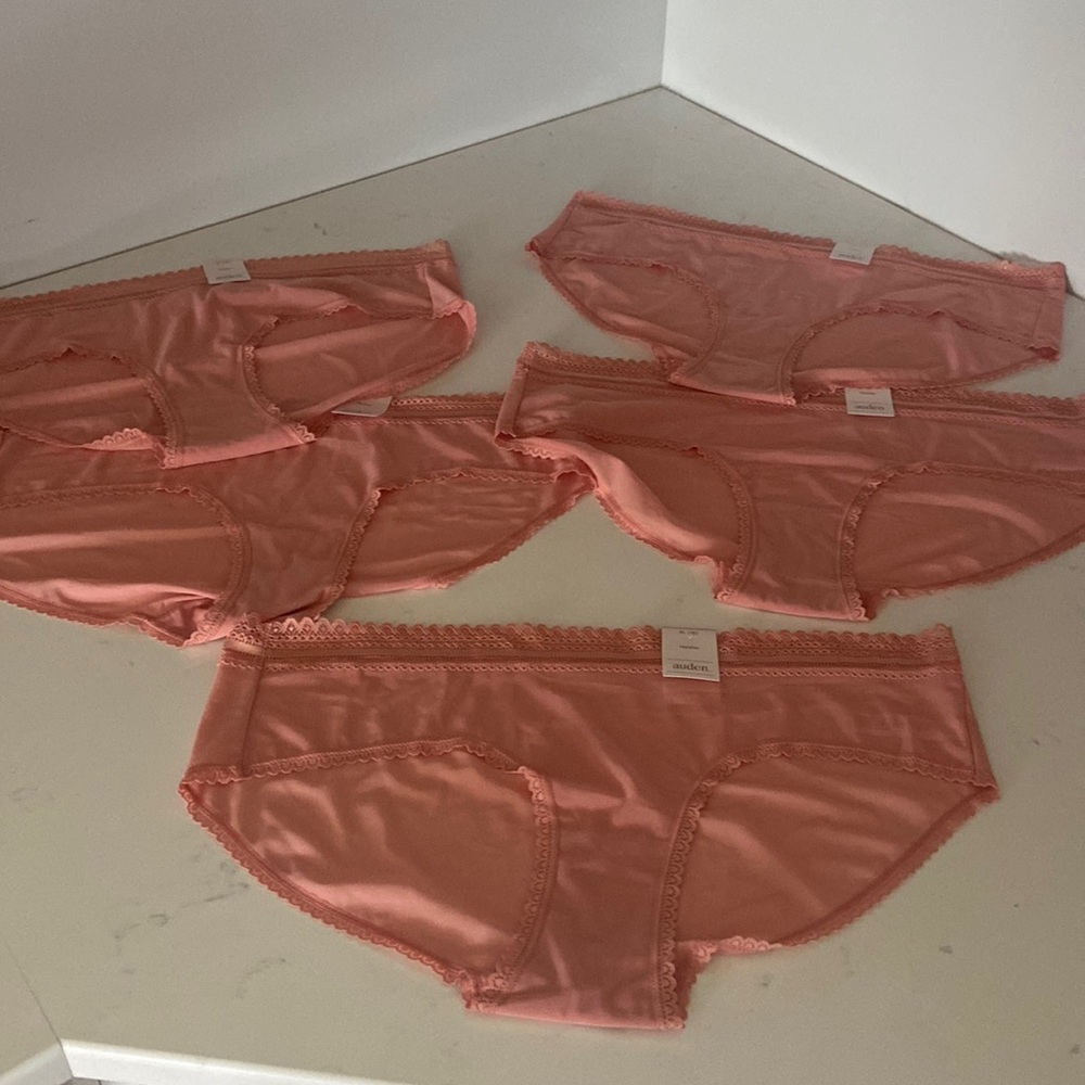 Auden XL (16) hipster blush colored lace panties 5 pairs! NWT